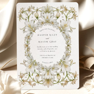 Elegante witte lelie tuin bruiloft kaart