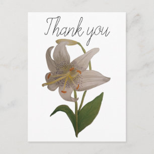 Elegante witte leliebloem Bedankt Briefkaart