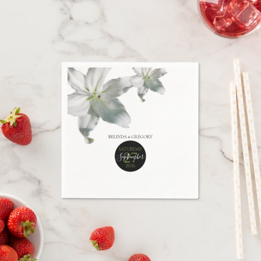 Elegante witte lelies bruiloft servet (Insitu)