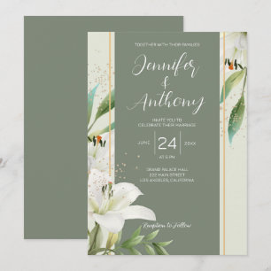 Elegante witte lelies bruiloft uitnodiging