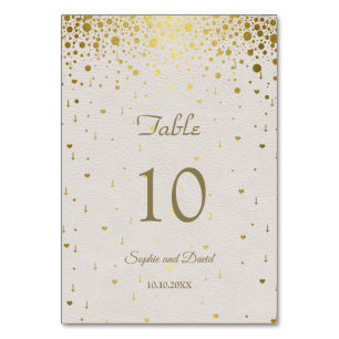 Elegante witte leren gouden confetti bruiloft kaart