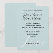 Elegante witte liefde Aqua Mint bruiloft Kaart (Voorkant / Achterkant)