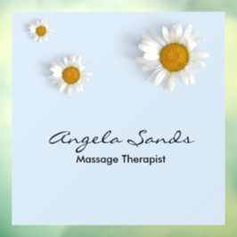 Elegante witte madeliefjes blauw raamsticker