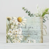 Elegante witte madeliefjes bruiloft bedankt (Staand voorkant)