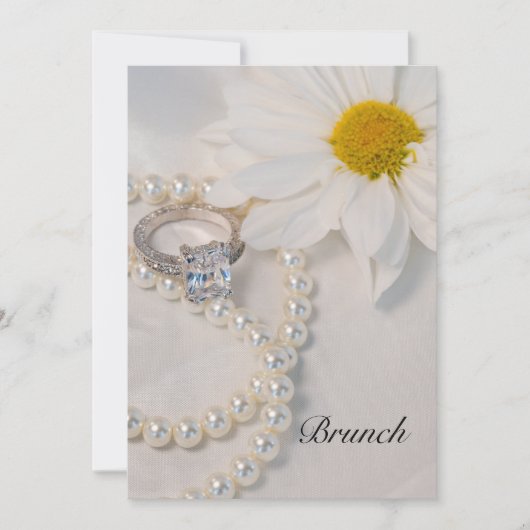 Elegante witte madeliefjes post-bruiloft brunch kaart (Voorkant)