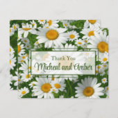 Elegante witte madeliefjes witte bloemenvelden gro bedankkaart (Voorkant / Achterkant)