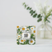 Elegante witte madeliefjes witte bloemenvelden QR Informatiekaartje (Staand voorkant)
