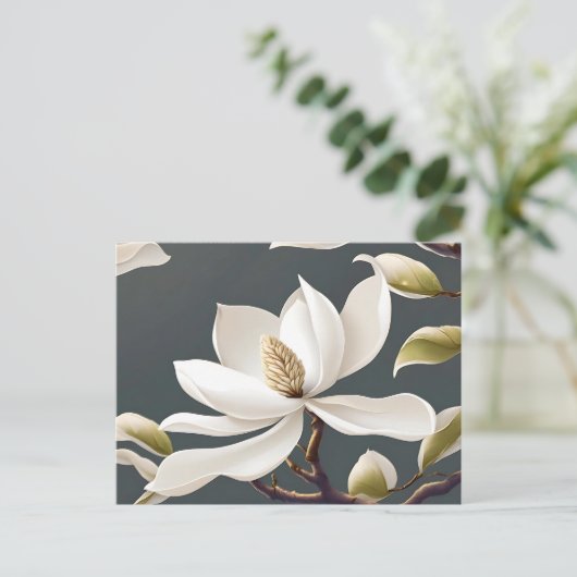 Elegante witte Magnolia Bloem Briefkaart (Staand voorkant)