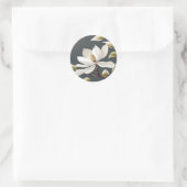 Elegante witte Magnolia Bloem Ronde Sticker (Tas)