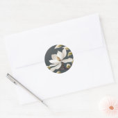 Elegante witte Magnolia Bloem Ronde Sticker (Envelop)