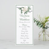 Elegante witte Magnolia Blossom Receptie Menu (Staand voorkant)