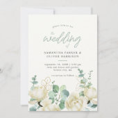 Elegante witte Magnolia Eucalyptus Boeket Bruiloft Kaart (Voorkant)