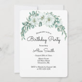 Elegante witte Magnolia groen Flora Verjaardag Kaart (Voorkant)