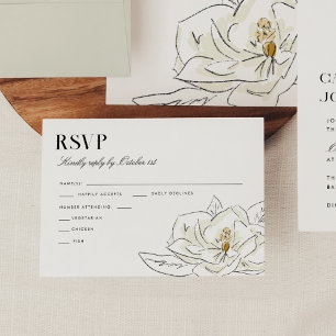 Elegante Witte Magnolia Illustratie Bruiloft RSVP