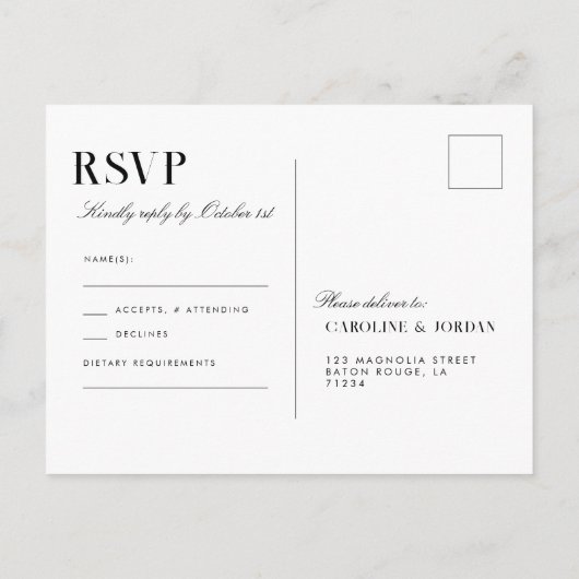 Elegante Witte Magnolia Illustratie Bruiloft RSVP Briefkaart (Achterkant)