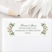 Elegante Witte Magnolia Winter Wedding Pine Tree Etiket (Insitu)