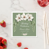 Elegante Witte Magnolia Winter Wedding Pine Tree Servet (Insitu)