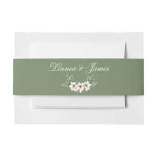 Elegante Witte Magnolia Winter Wedding Pine Tree Uitnodigingen Wikkel