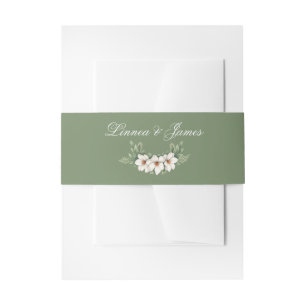 Elegante Witte Magnolia Winter Wedding Pine Tree Uitnodigingen Wikkel