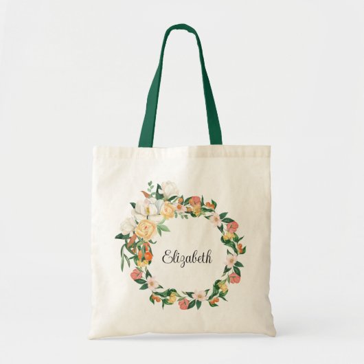 Elegante witte Magnolia's en Kumquats bruidsmeisje Tote Bag (Voorkant)