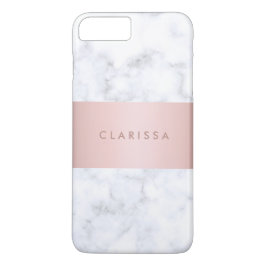 elegante witte marmer roos goudstrook 	iPhone 8 plus / 7 plus hoesje