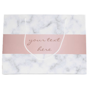 elegante witte marmer roos goudstrook groot cadeauzakje