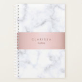 elegante witte marmer roos goudstrook planner (Voorkant)