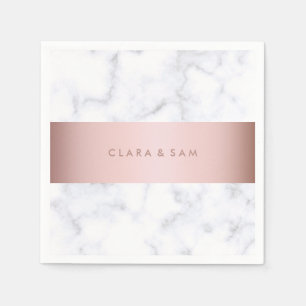 elegante witte marmer roos goudstrook servetten