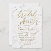 Elegante witte marmeren bruids douche uitnodiging (Voorkant)