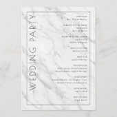 Elegante witte marmeren ceremonie schema programma (Achterkant)