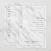Elegante witte marmeren ceremonie schema programma (Voorkant / Achterkant)