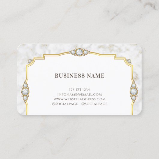 Elegante Witte Marmeren Gouden Lijst Make-up Artie Visitekaartje (Achterkant)