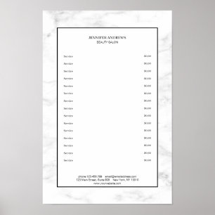 Elegante witte marmeren prijslijstposter poster