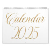 Elegante witte minimalist| gouden scriptletters kalender (Hoes)