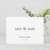 Elegante witte minimalistische bruiloft Save the D Save The Date (Staand voorkant)