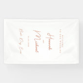 Elegante, Witte, Minimalistische Bruiloft Spandoek (Horizontaal)