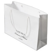 Elegante witte minimalistische huwelijkscript-cade groot cadeauzakje (Achterkant Gekanteld)