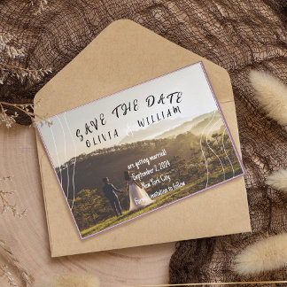 Elegante witte minimalistische lijnen Save the Dat Save The Date