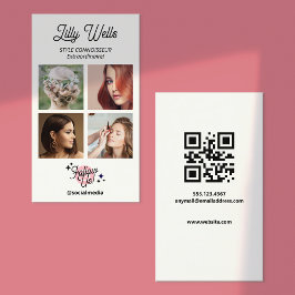 Elegante witte minimalistische sociale media QR-co Visitekaartje