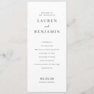 Elegante Witte Minimalistische Trouwceremonie Plan Programma