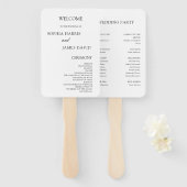 Elegante witte minimalistische trouwprogramma's handwaaier (Voorkant en achterkant)