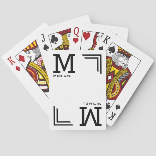 elegante witte monogrammen speelkaarten (Achterkant)
