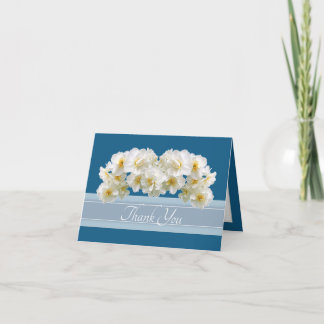 Elegante witte narcisboeket bloemige dankjewel bedankkaart