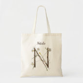 Elegante Witte Narcissen Bloem Monogram N Maatwerk Tote Bag (Voorkant)