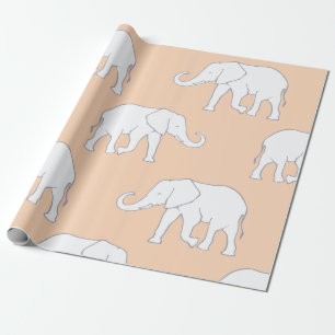 Elegante witte olifantpatroon op zachte pastel cadeaupapier