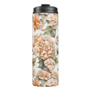 Elegante witte oranje boho waterverf bloemen thermosbeker
