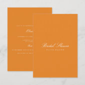 Elegante Witte & Oranje Bruidsdouche Uitnodiging (Voorkant / Achterkant)