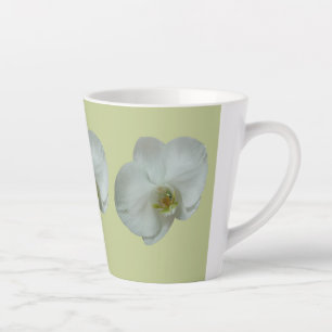 Elegante Witte Orchidee Bloem Botanisch Latte Mok