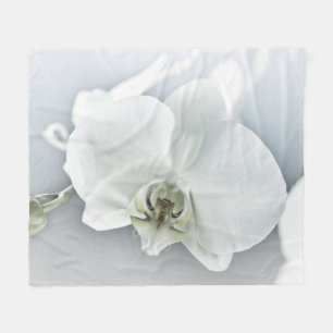 Elegante Witte Orchidee Botanische Kunst Fleece Deken