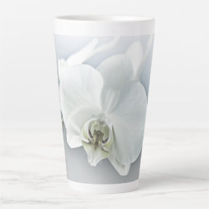 Elegante Witte Orchidee Botanische Kunst Latte Mok
